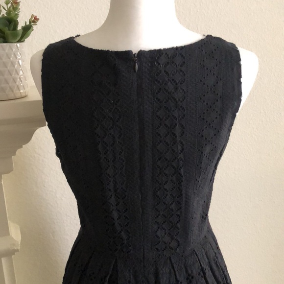 Ann Taylor Loft Black Eyelet Fit and Flare Dress - Picture 4 of 5